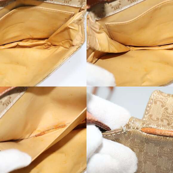 CELINE Macadam Canvas Shoulder Bag Beige Gold - Picture 12 of 12